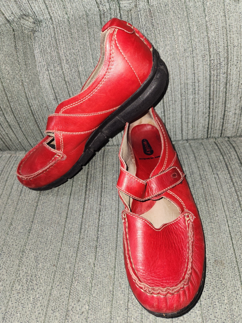 🍉Wolky Red Leather Mary Jane Comfort Mocassin.